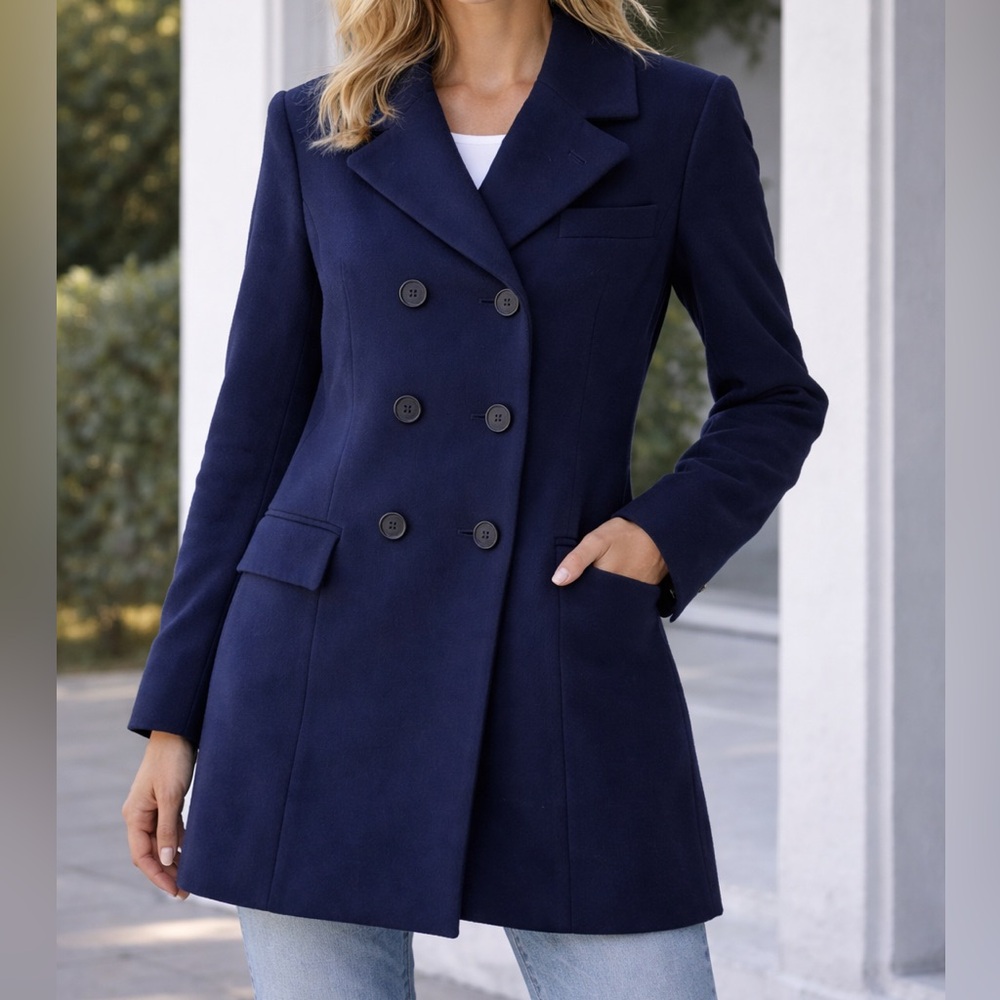 Double Breasted Blazer Jacket Coat navy blue size 36
